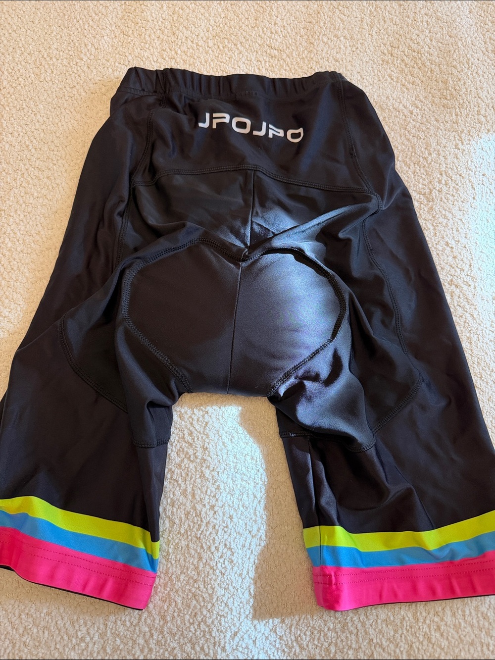 Women’s JPOJPO Black Padded Cycling Biking Shorts with Neon Stripe Hem - Large